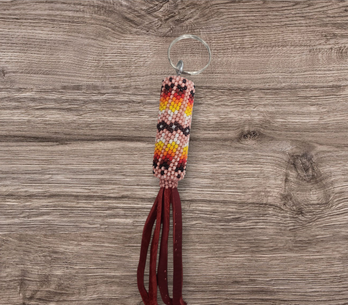 pink Beaded Keychain-1
