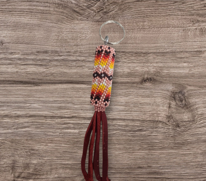 pink Beaded Keychain-1