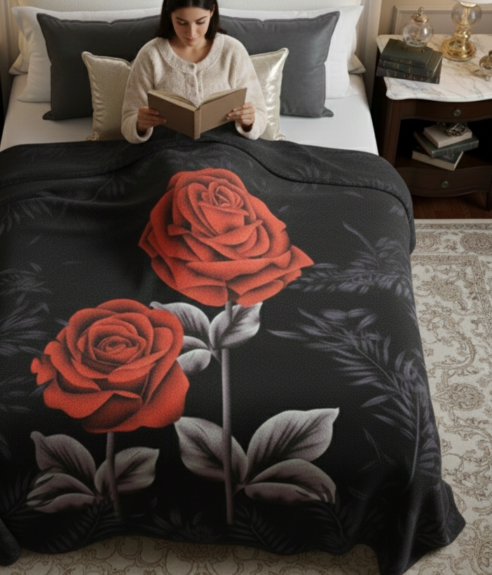 Midnight Roses Plush Blanket-2