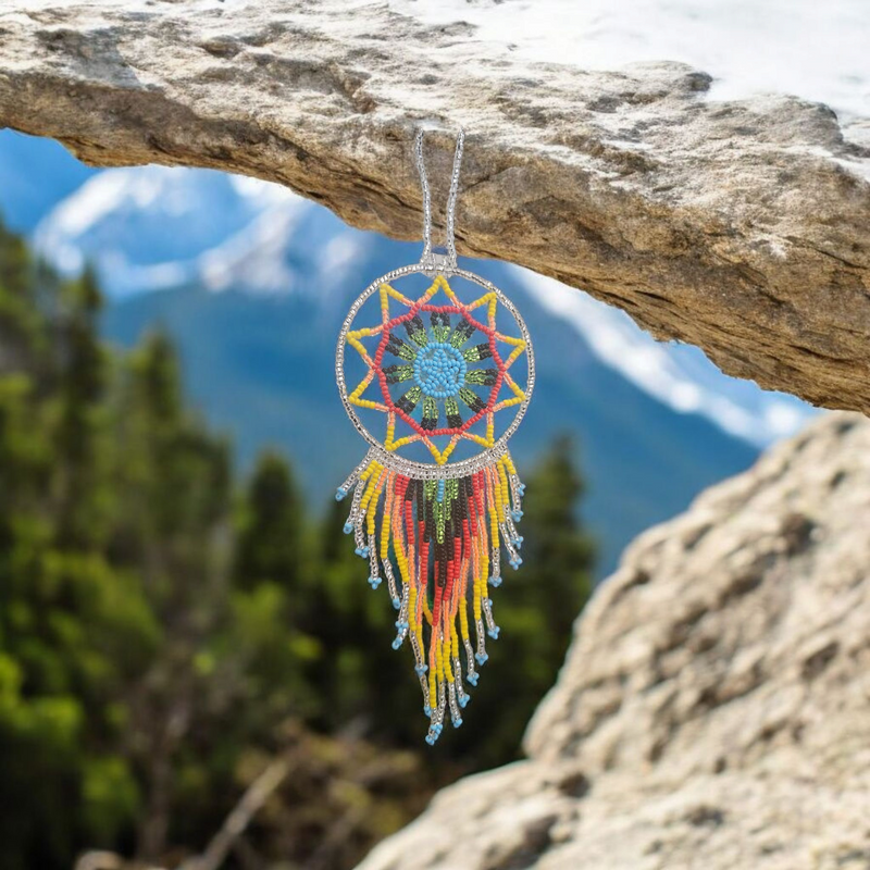 Silver and yellow red,Celestial Beaded Handmade Dreamcatcher-4