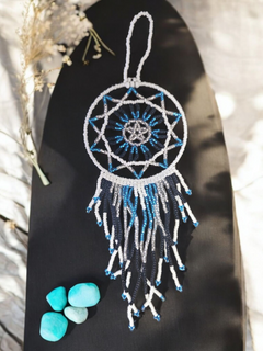 White blue ,Celestial Beaded Handmade Dreamcatcher-1