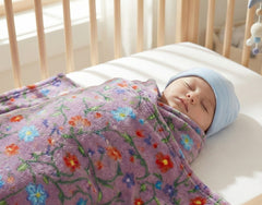 Anishinaabe Enchantment" Purple Floral Plush Throw Blanket-3