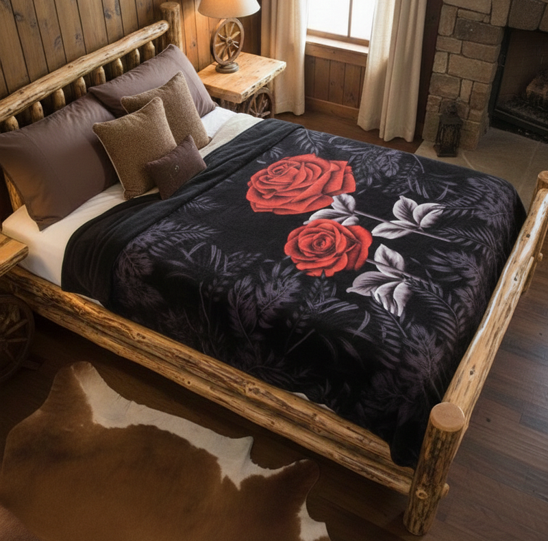 Midnight Roses Plush Blanket-1