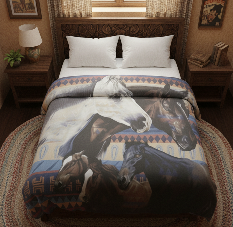 LUXURY PLUSH ULTRA SOFT BLANKET HORSE (Spirit of love)-1