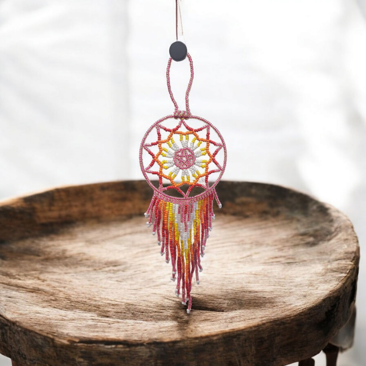 Pink and white yellow ,Celestial Beaded Handmade Dreamcatcher-1