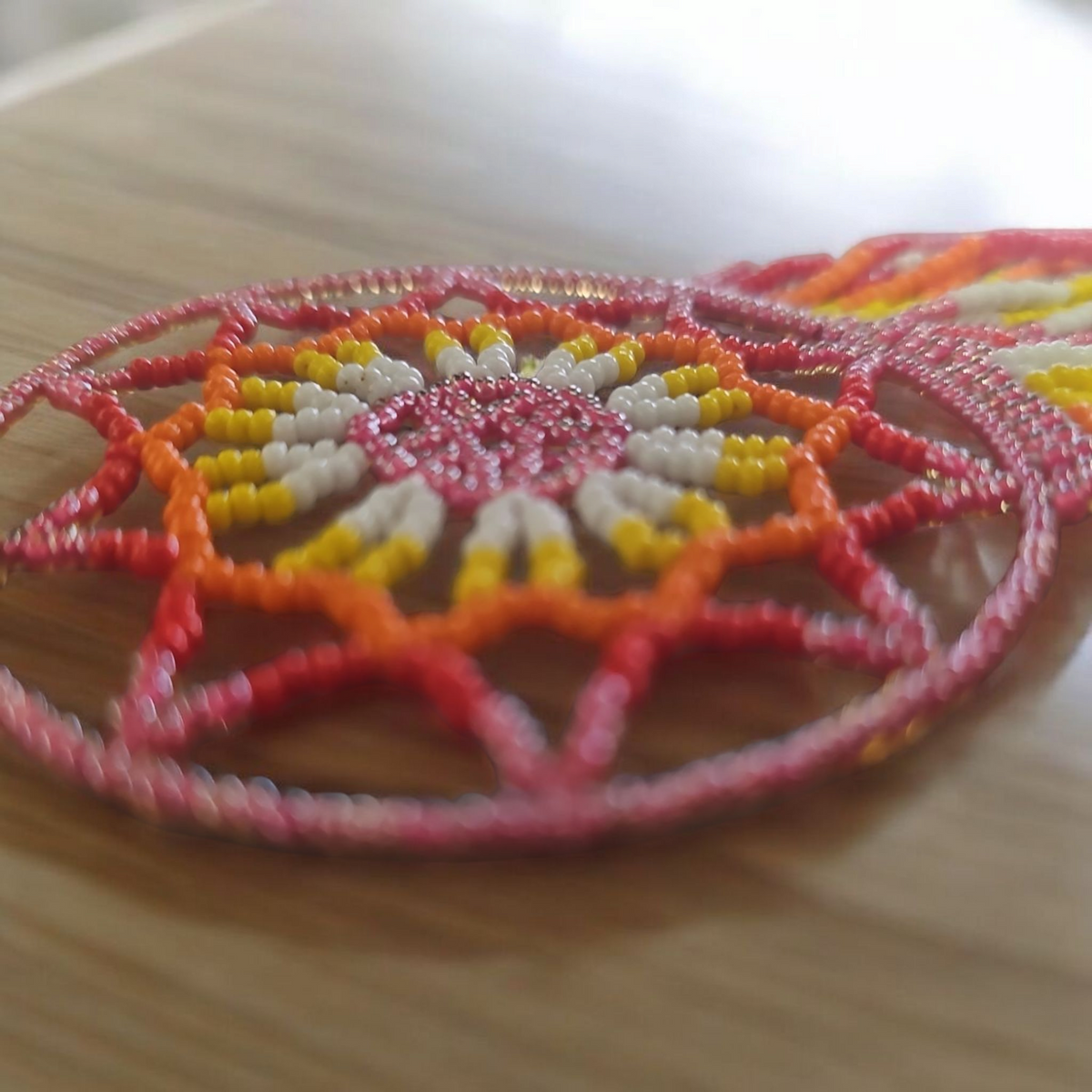 Pink and white yellow ,Celestial Beaded Handmade Dreamcatcher-3