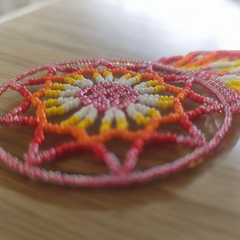 Pink and white yellow ,Celestial Beaded Handmade Dreamcatcher-3
