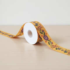 Orange Double Face Floral Ribbon Roll-3
