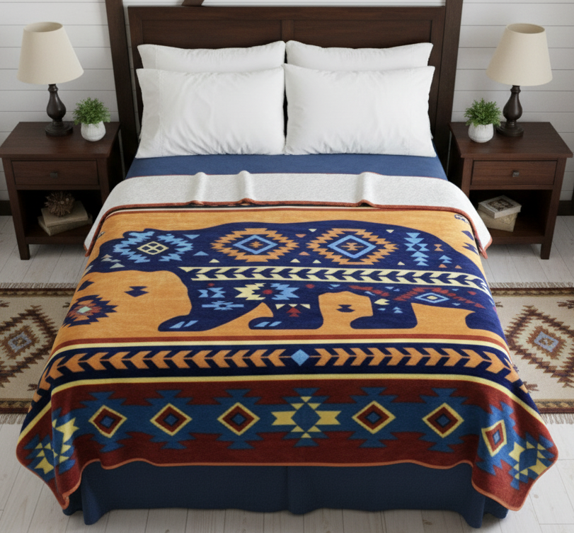 ULTRA SOFT LUXURY PLUSH BLANKET (Navajo Bear)-1