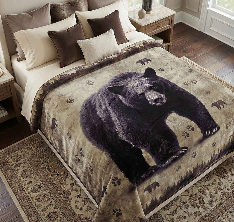 Black Bear Wilderness Plush Blanket-1
