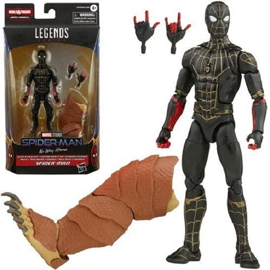Spider-Man: No Way Home Marvel Legends Black & Gold Spider-Man 6" Figure – BAF Armadillo Series (5010993844739)