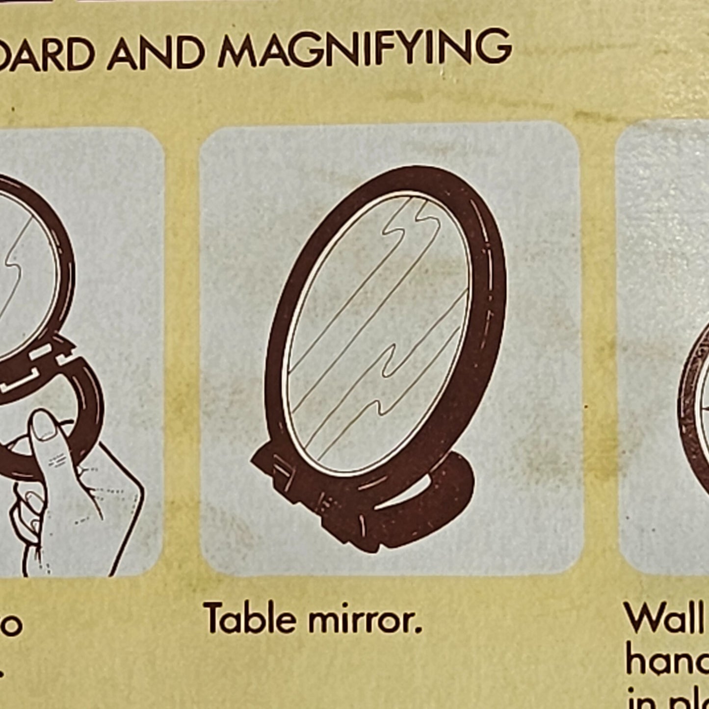 NEW! Vintage "Versatile Mirror" Two Way (Standard & Magnifying) Red Mirror