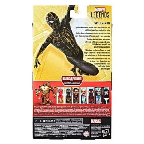 Spider-Man: No Way Home Marvel Legends Black & Gold Spider-Man 6" Figure – BAF Armadillo Series (5010993844739)