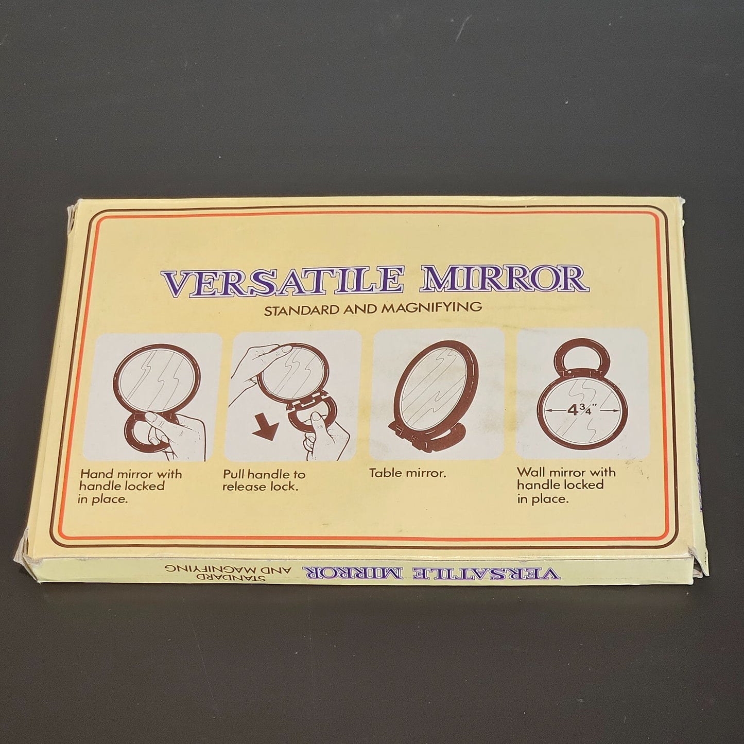 NEW! Vintage "Versatile Mirror" Two Way (Standard & Magnifying) Red Mirror