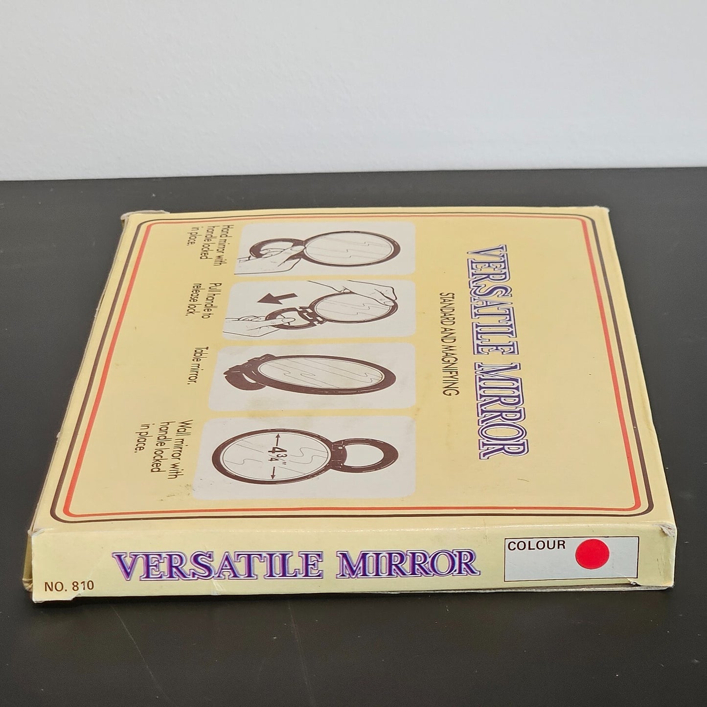 NEW! Vintage "Versatile Mirror" Two Way (Standard & Magnifying) Red Mirror