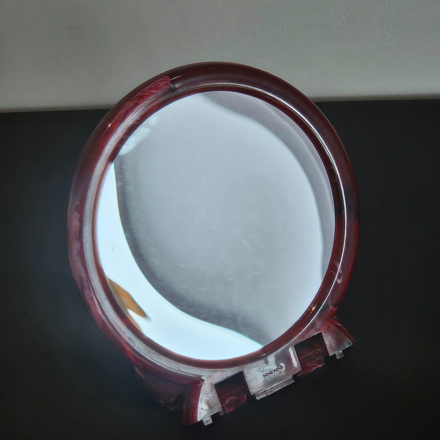 NEW! Vintage "Versatile Mirror" Two Way (Standard & Magnifying) Red Mirror