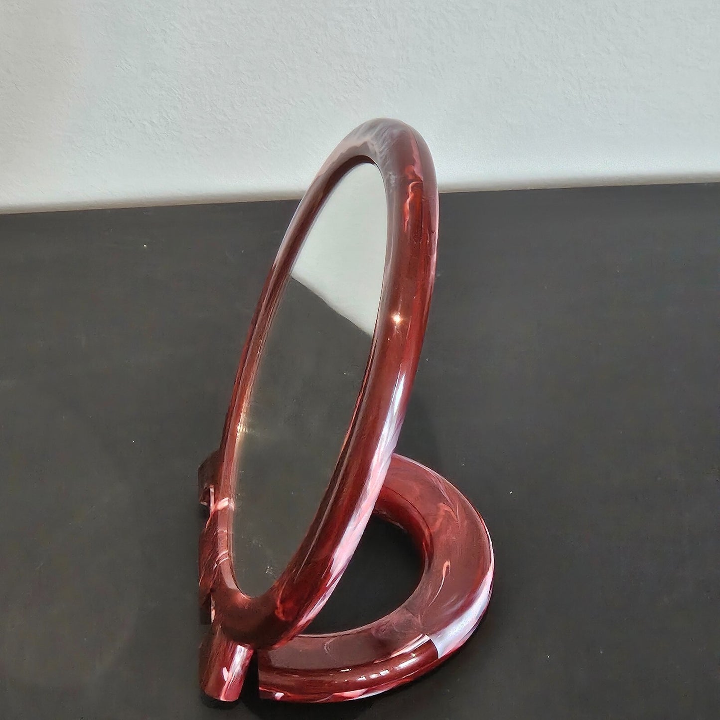 NEW! Vintage "Versatile Mirror" Two Way (Standard & Magnifying) Red Mirror