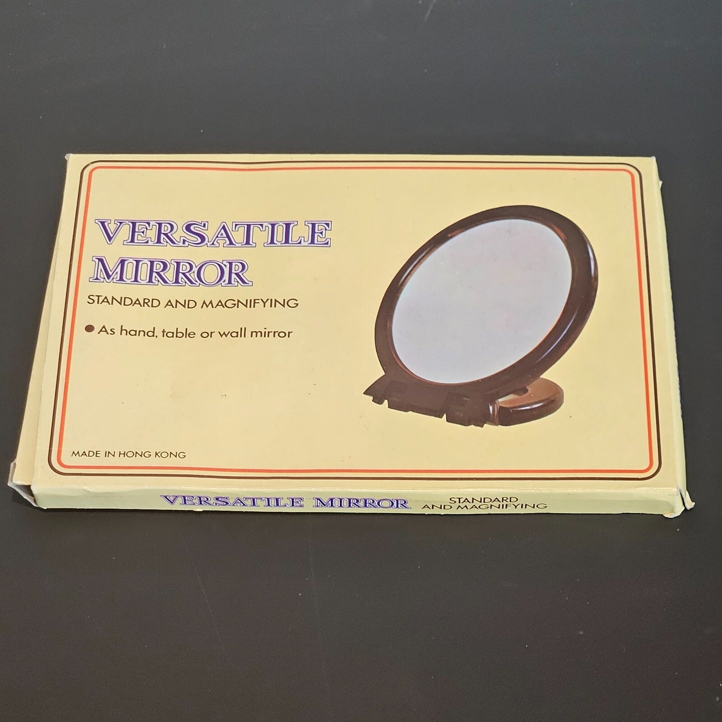 NEW! Vintage "Versatile Mirror" Two Way (Standard & Magnifying) Red Mirror