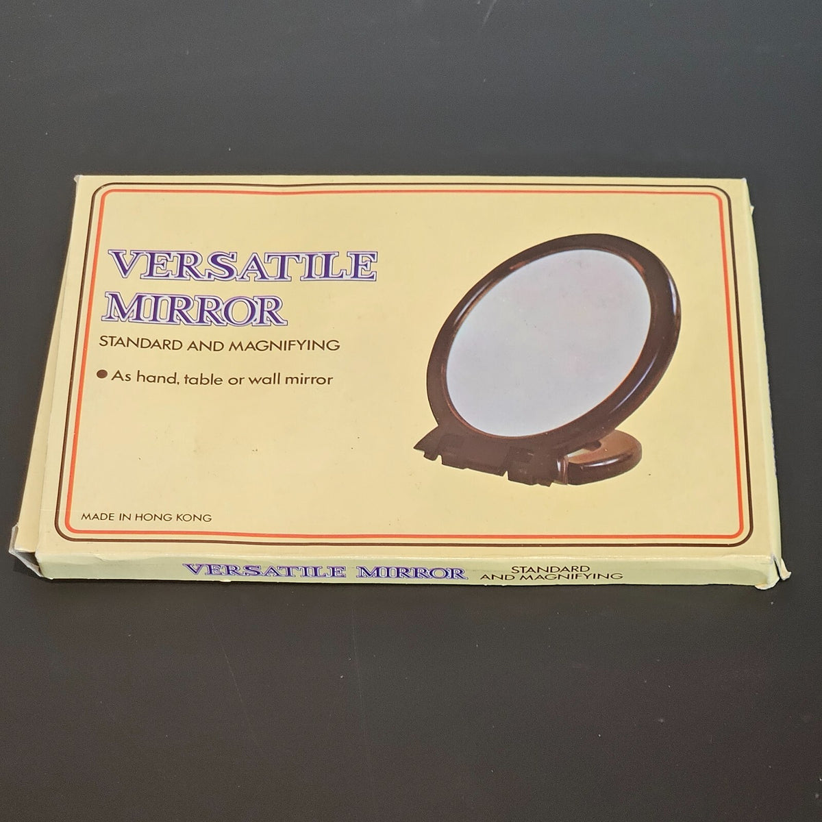 NEW! Vintage "Versatile Mirror" Two Way (Standard & Magnifying) Red Mirror