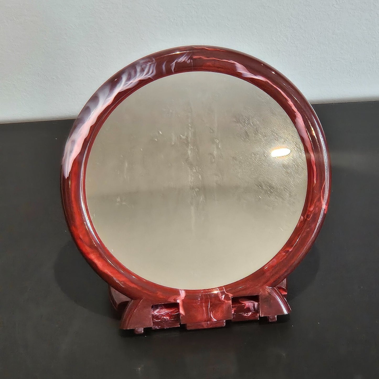 NEW! Vintage "Versatile Mirror" Two Way (Standard & Magnifying) Red Mirror