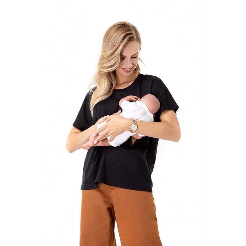 Zip Up Top for Pregnancy, Nursing & Beyond | Black-2