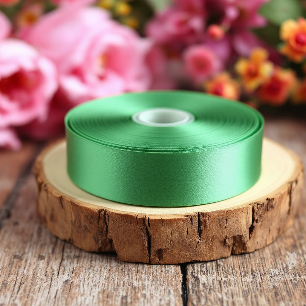Satin Ribbon Double Face-Fern Green #552- 3.8 cm Wide