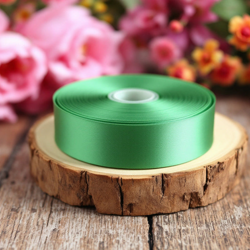 Satin Ribbon Double Face-Fern Green #552- 3.8 cm Wide-1
