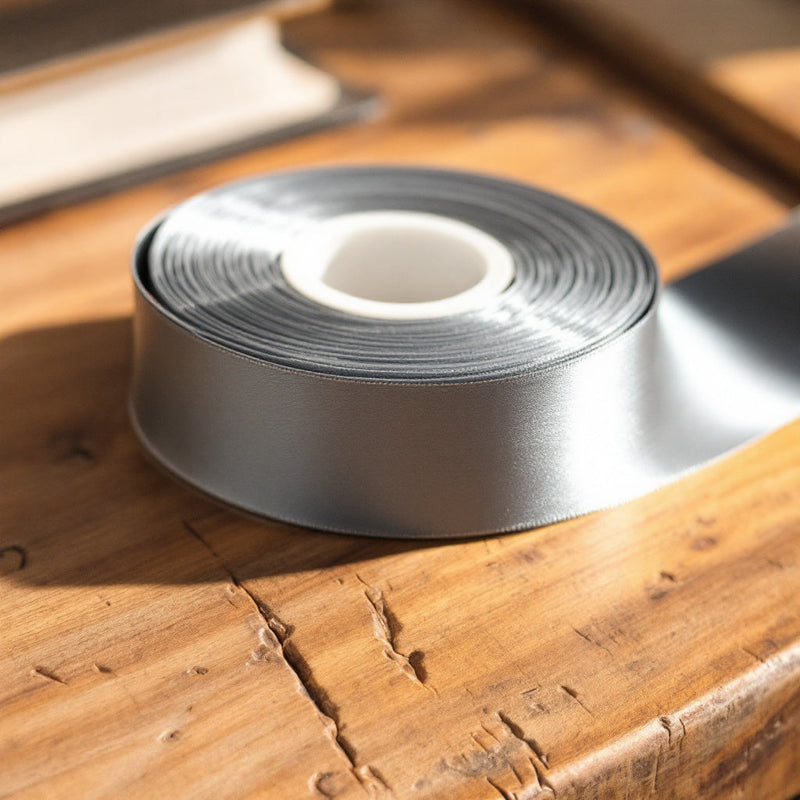 Satin Ribbon Double Face-Metal Grey #017- 3.8 cm Wide-3