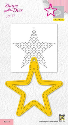 Nellie's Choice Shape Die - Christmas Ball With Inner Decor Stencil - Star-1