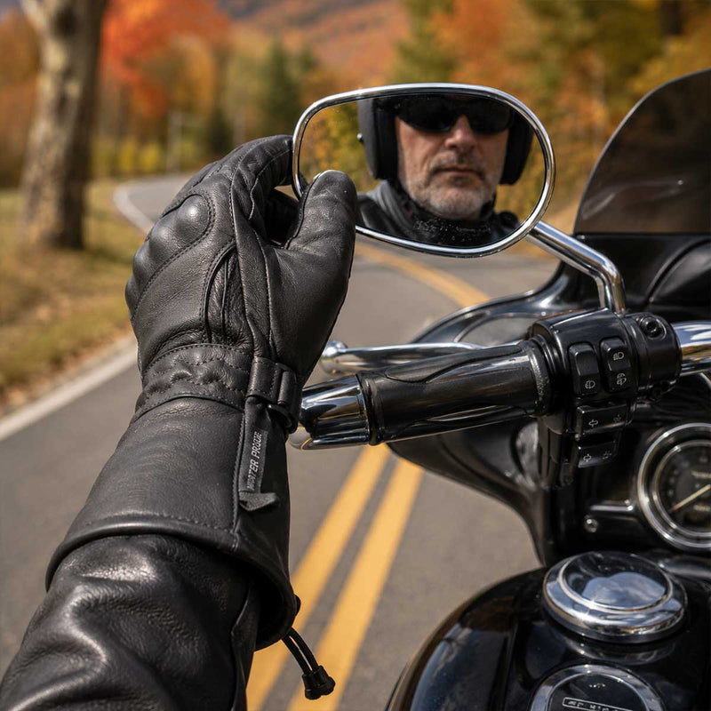 Open Road Men's Armored Gauntlet Leather Motorcycle Gloves-9