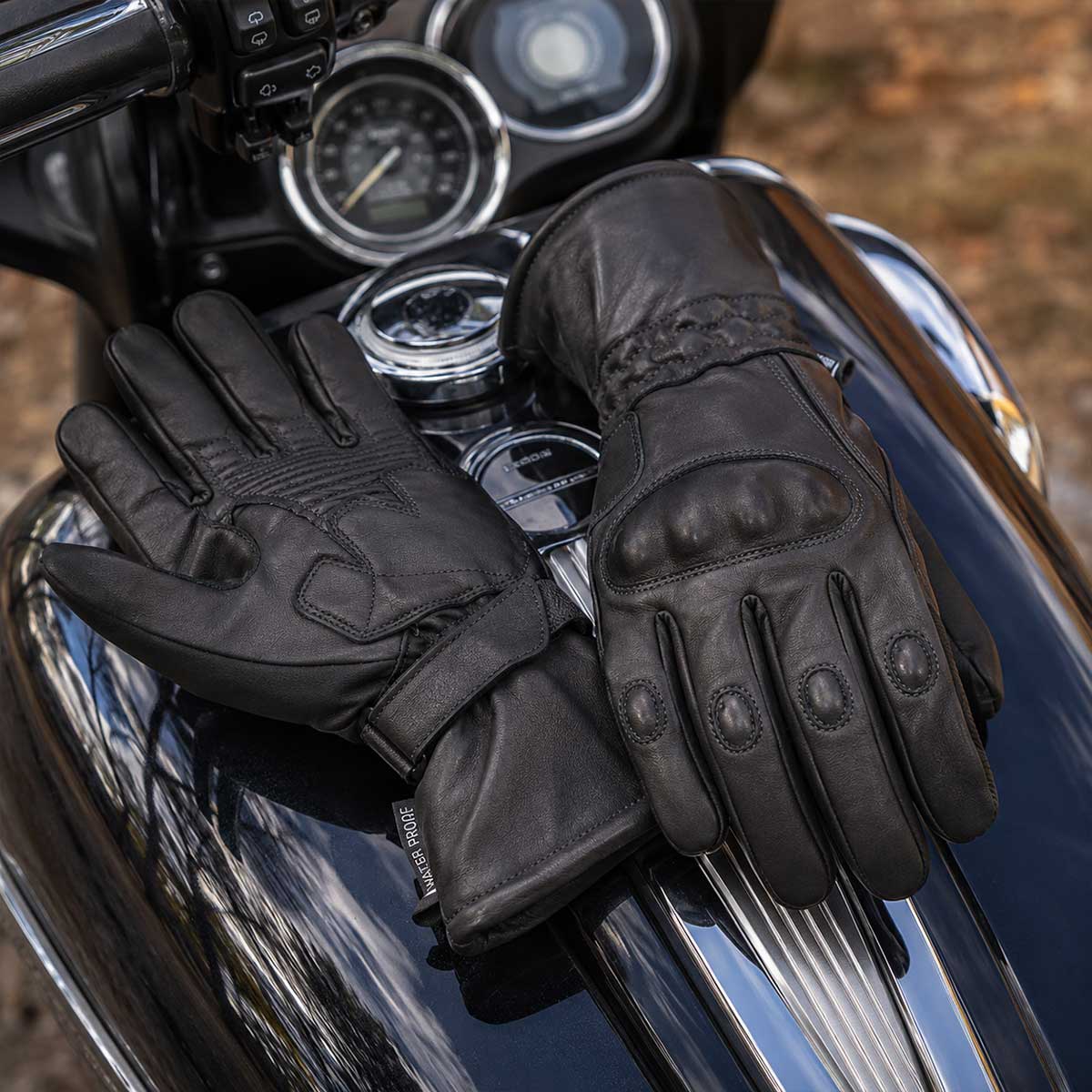 Open Road Men's Armored Gauntlet Leather Motorcycle Gloves-10