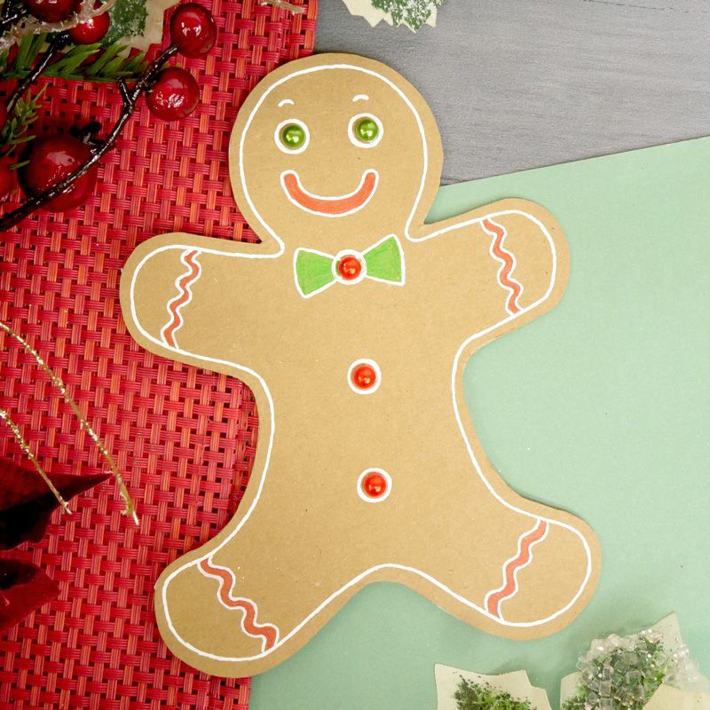 Luxury Shaped Card Blanks & Envelopes - Gingerbread Man-2