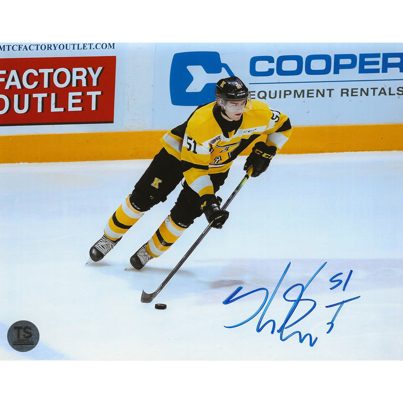 Shane Wright Autographed Kingston Frontenacs Skating w/ Puck 8x10 Photo-1
