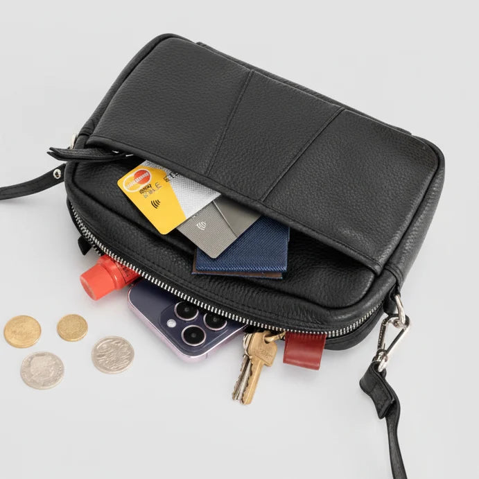 Greenwood Leather Mini Crossbody Bag. Premium Full-Grain Pebbled Leather Handbag-10