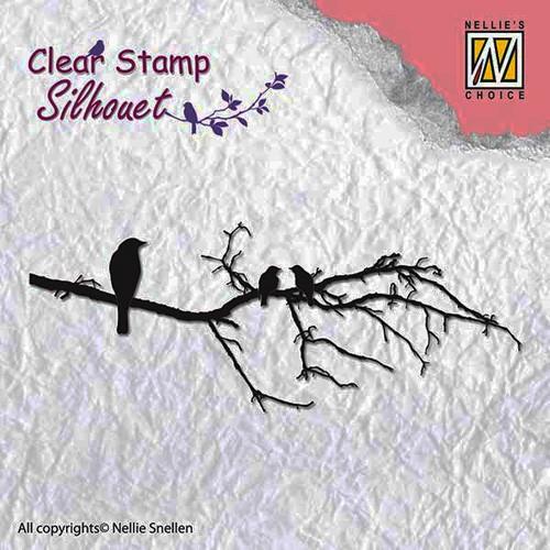 Clear Stamp Silhouette Branch with Bird-1