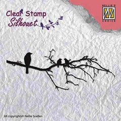 Clear Stamp Silhouette Branch with Bird-1