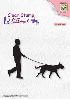Clear Stamp Silhouette Men-Things Man With Dog-1