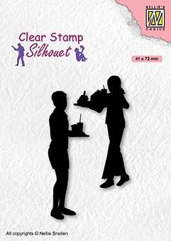Nellie's Choice Clear Stamp Silhouette Teenagers Series Snacktime-1