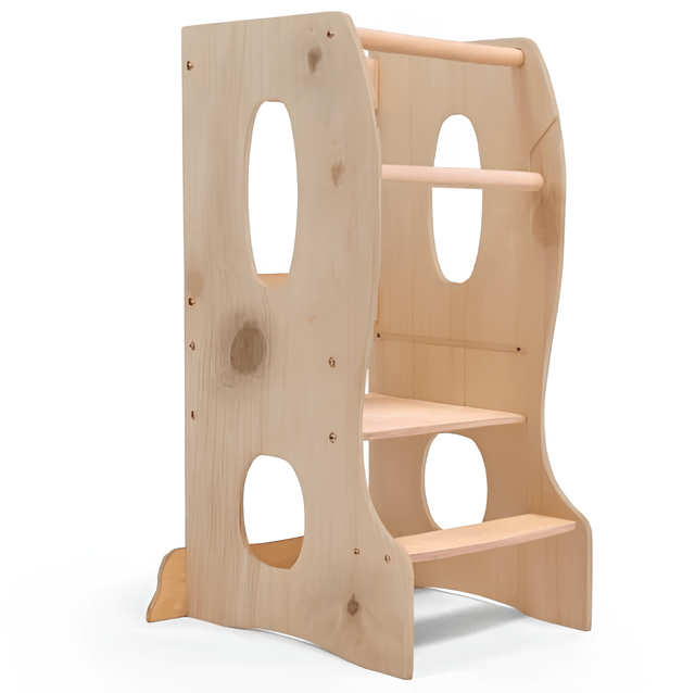 Stable Montessori Tower: Wooden Growing Chair - Beige-1