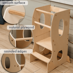 Stable Montessori Tower: Wooden Growing Chair - Beige-4