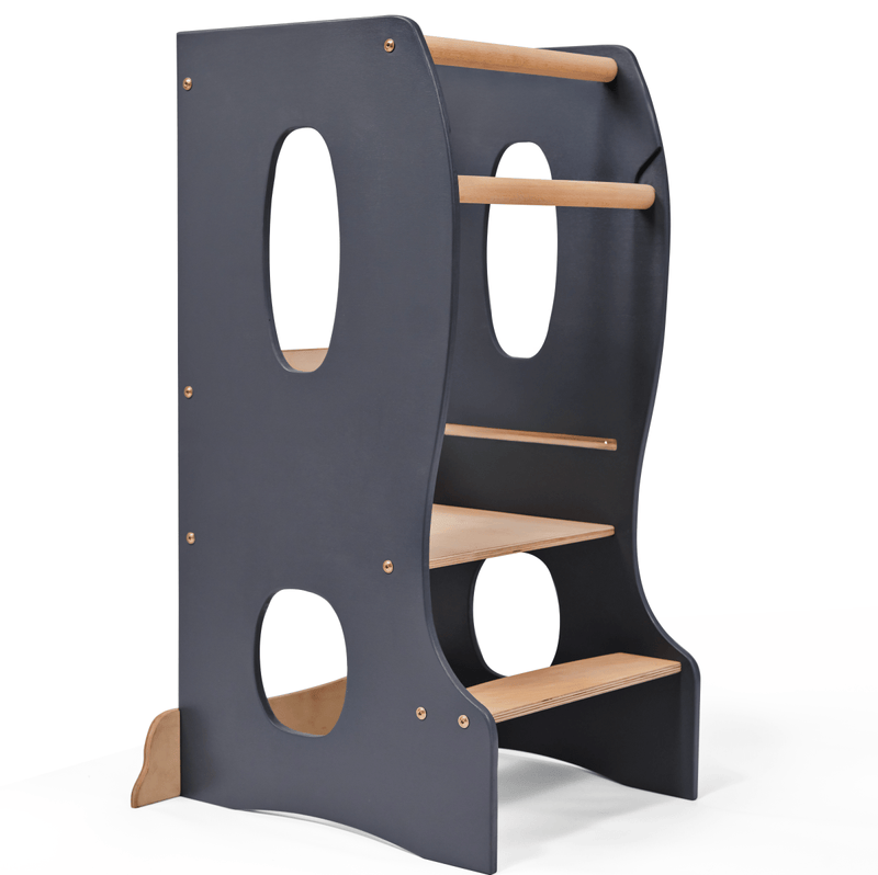 Stable Montessori Tower: Wooden Growing Chair - Grey-1