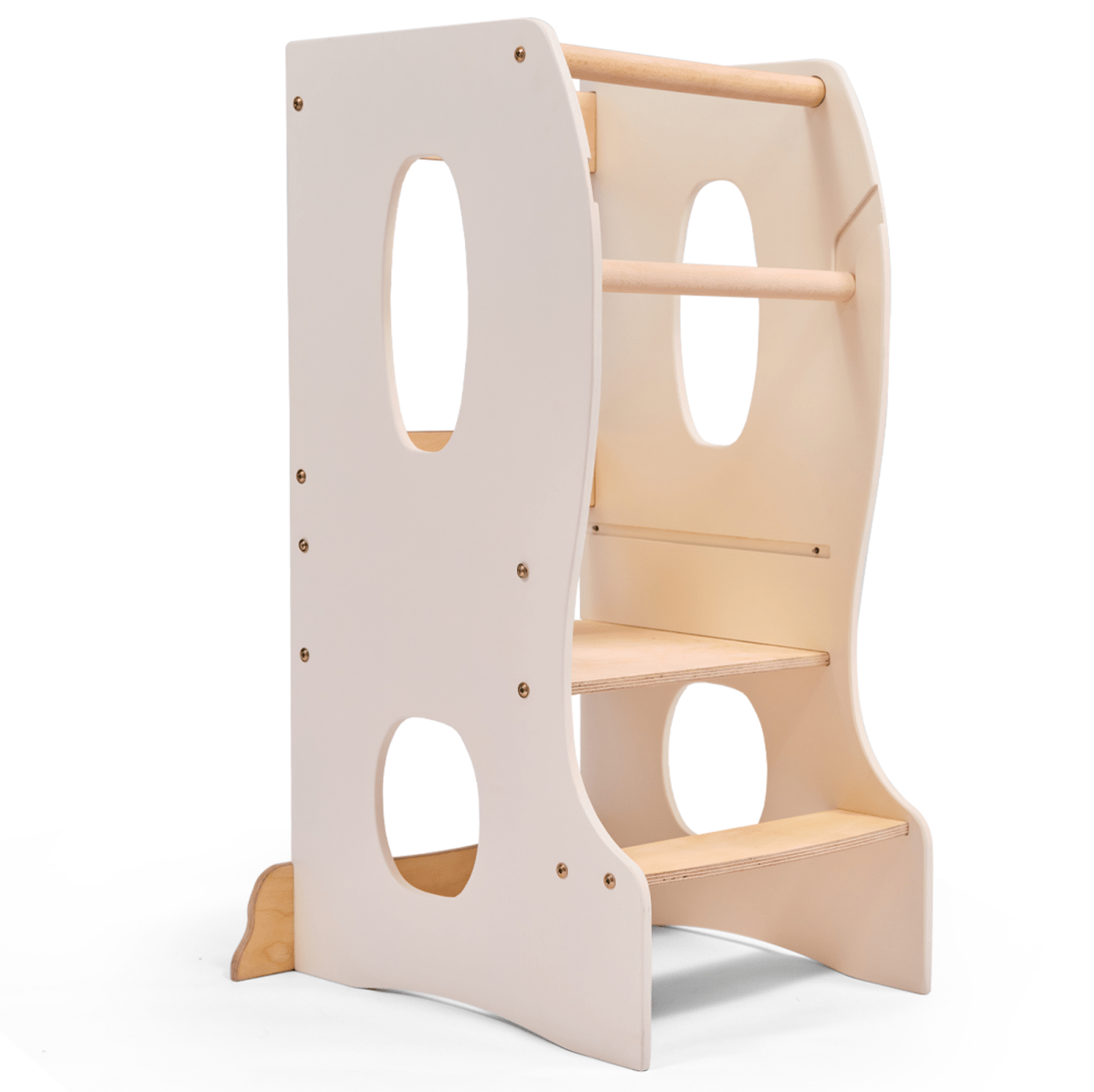 Stable Montessori Tower: Wooden Growing Chair - Ivory-1
