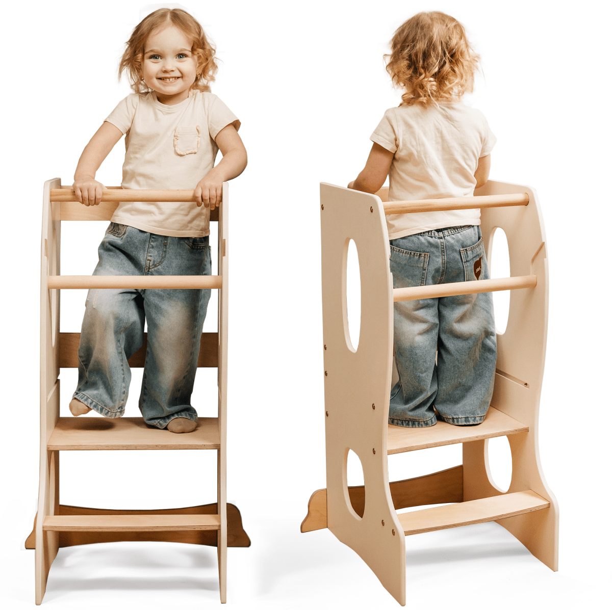 Stable Montessori Tower: Wooden Growing Chair - Ivory-10