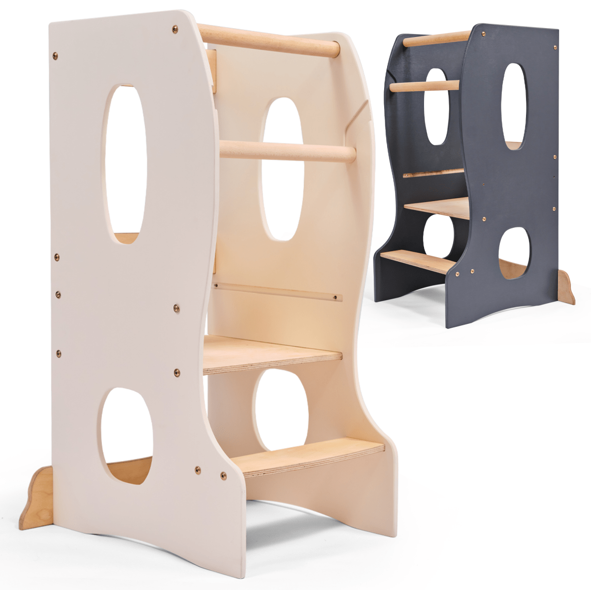 Stable Montessori Tower: Wooden Growing Chair - Ivory-11