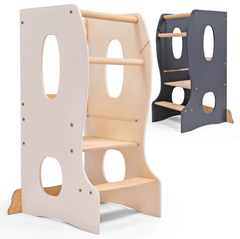 Stable Montessori Tower: Wooden Growing Chair - Ivory-11