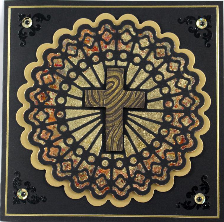 Stained Glass Dies "round with shining cross"-4