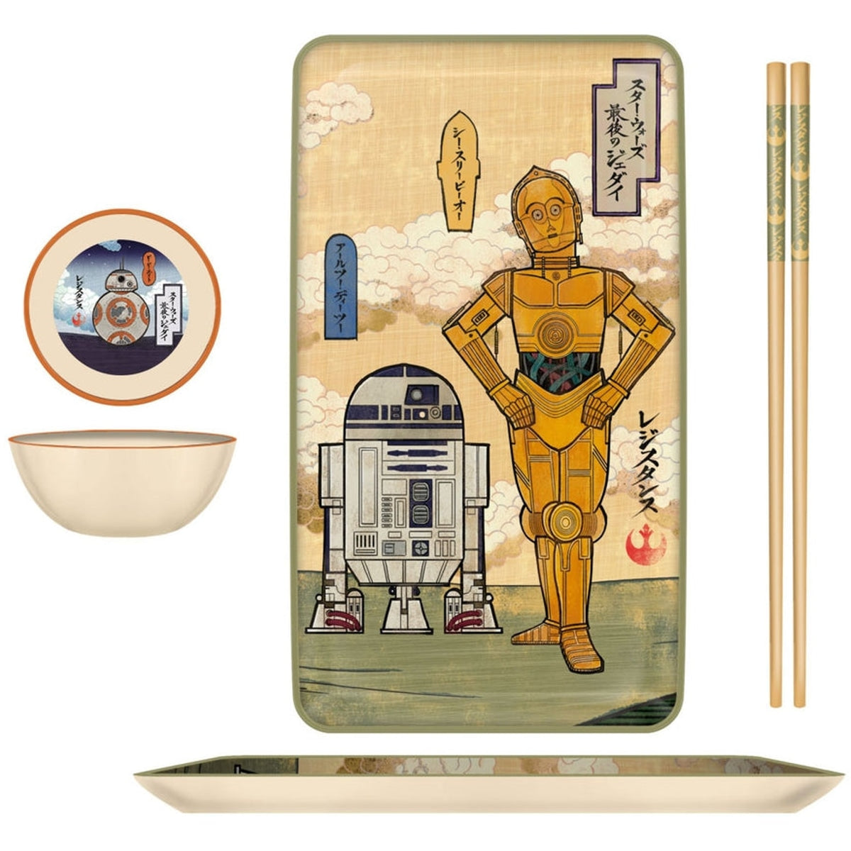 Star Wars Droid Illustrations Boxed 3pc Ceramic Sushi Set-1