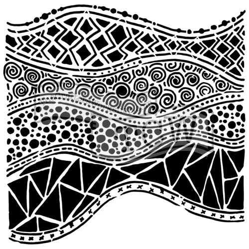 Pochoir The Crafters Workshop 6x6 Crazy Waves-1