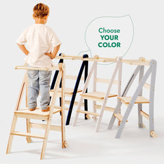 Toddler Tower: Foldable Step Stool for Toddlers - Gray-5
