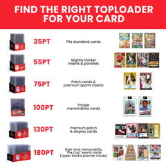 25 EVORETRO Toploader 35pt/55pt/75pt/100pt/180pt – Pack of 25 for Trading Cards-2